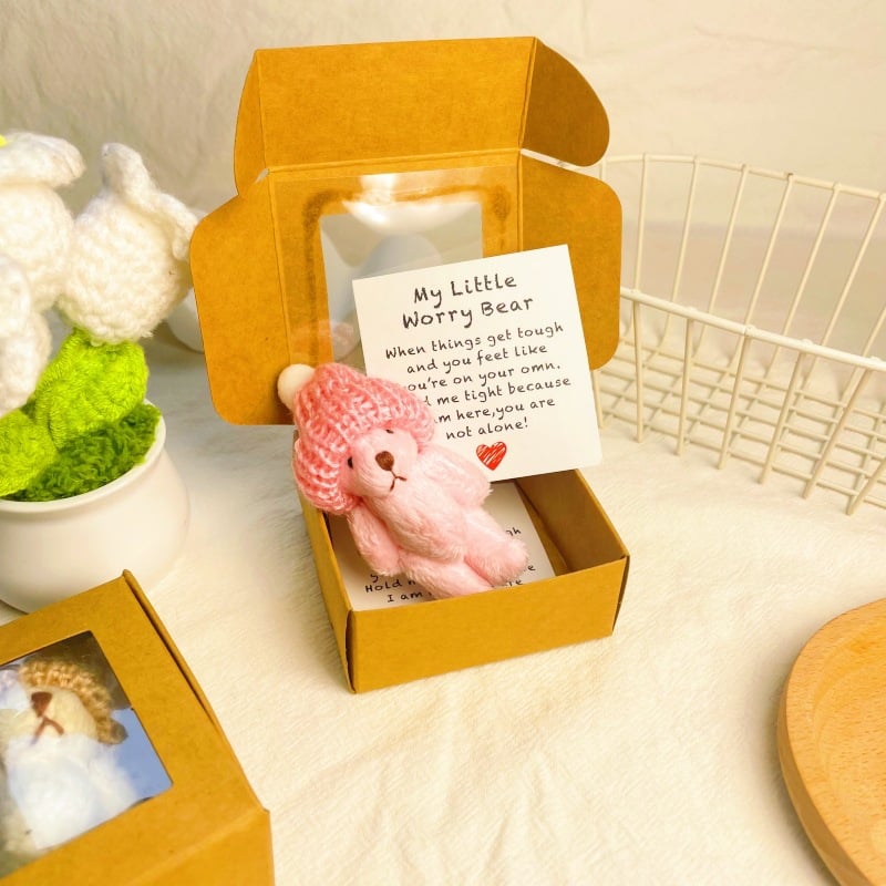 🎁Håndlaget mini plysjbamse i eske