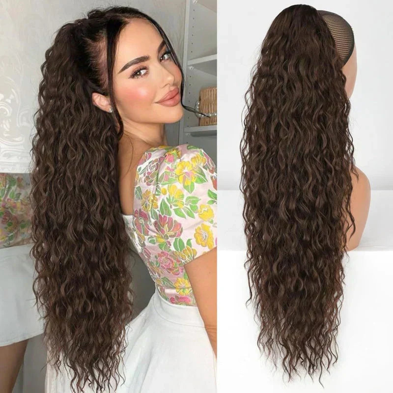⏳Begrenset tidsbegrenset 50 % rabatt💥💖45 cm krøllete, bølgete og krusete hårforlengelser med hestehale
