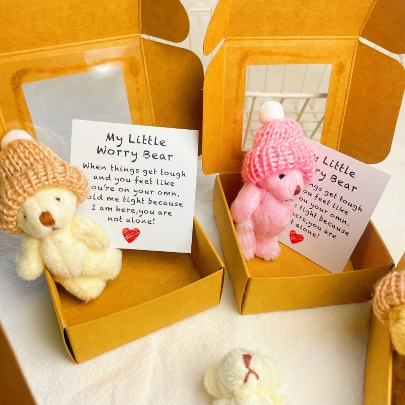 🎁Håndlaget mini plysjbamse i eske