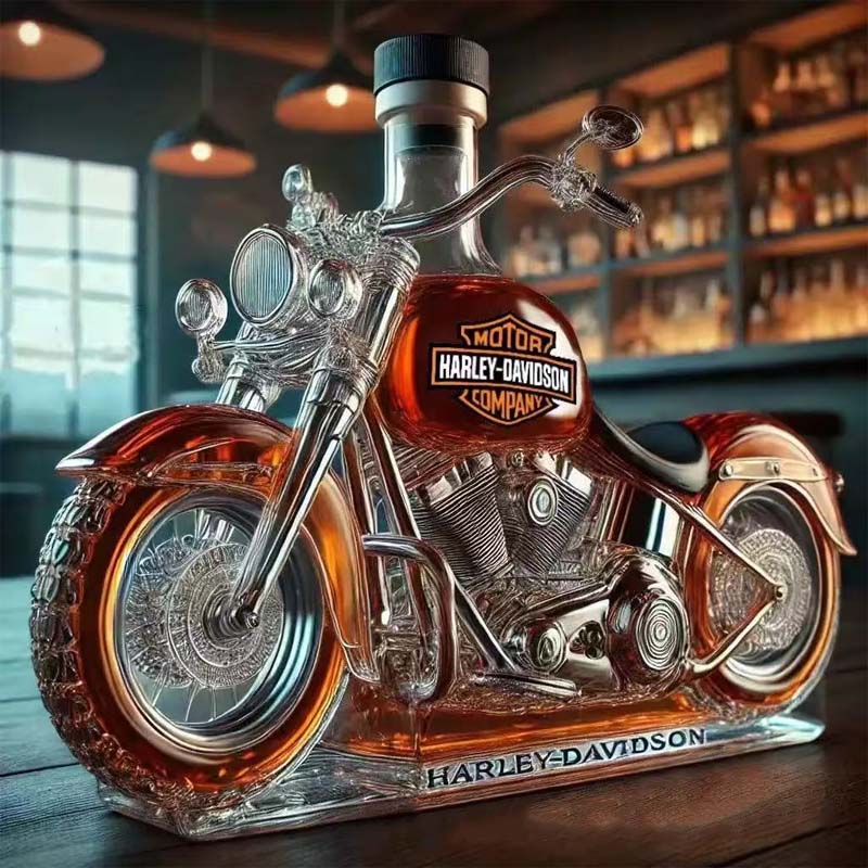 Kreativ vinflaska i motorcykelglas