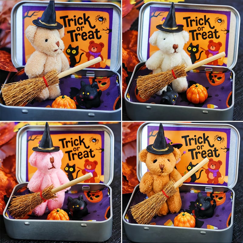 🎁Siste dag 49 % RABATT🎃🧸Håndlaget søt heksebamse i eske