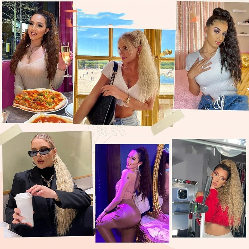 ⏳Begrenset tidsbegrenset 50 % rabatt💥💖45 cm krøllete, bølgete og krusete hårforlengelser med hestehale