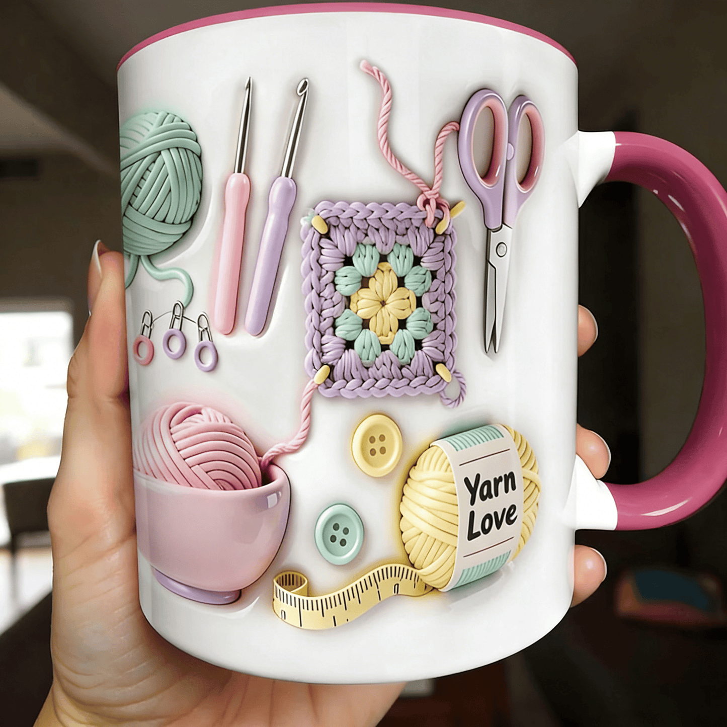 Crochet & Knitting Themed Ceramic Coffee Mug