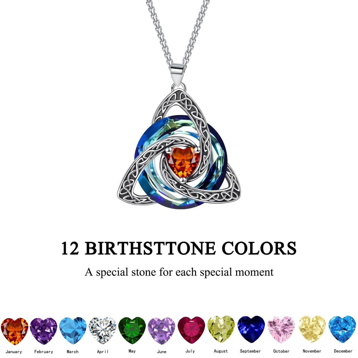 ✨ Halsband med födelsesten och keltisk treenighetsknut – en betydelsefull symbol för kärlek och samhörighet 🍀