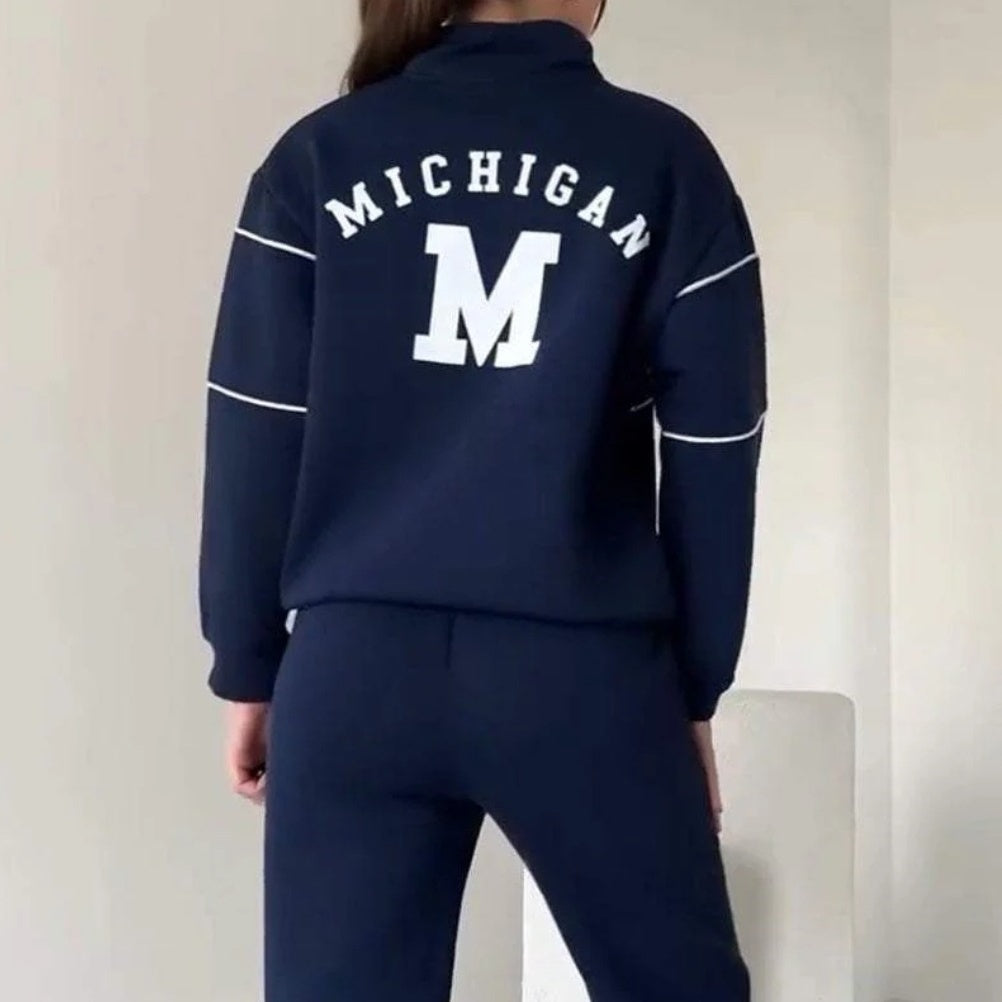 Avslappnad sweatshirt i 2 delar med mönster