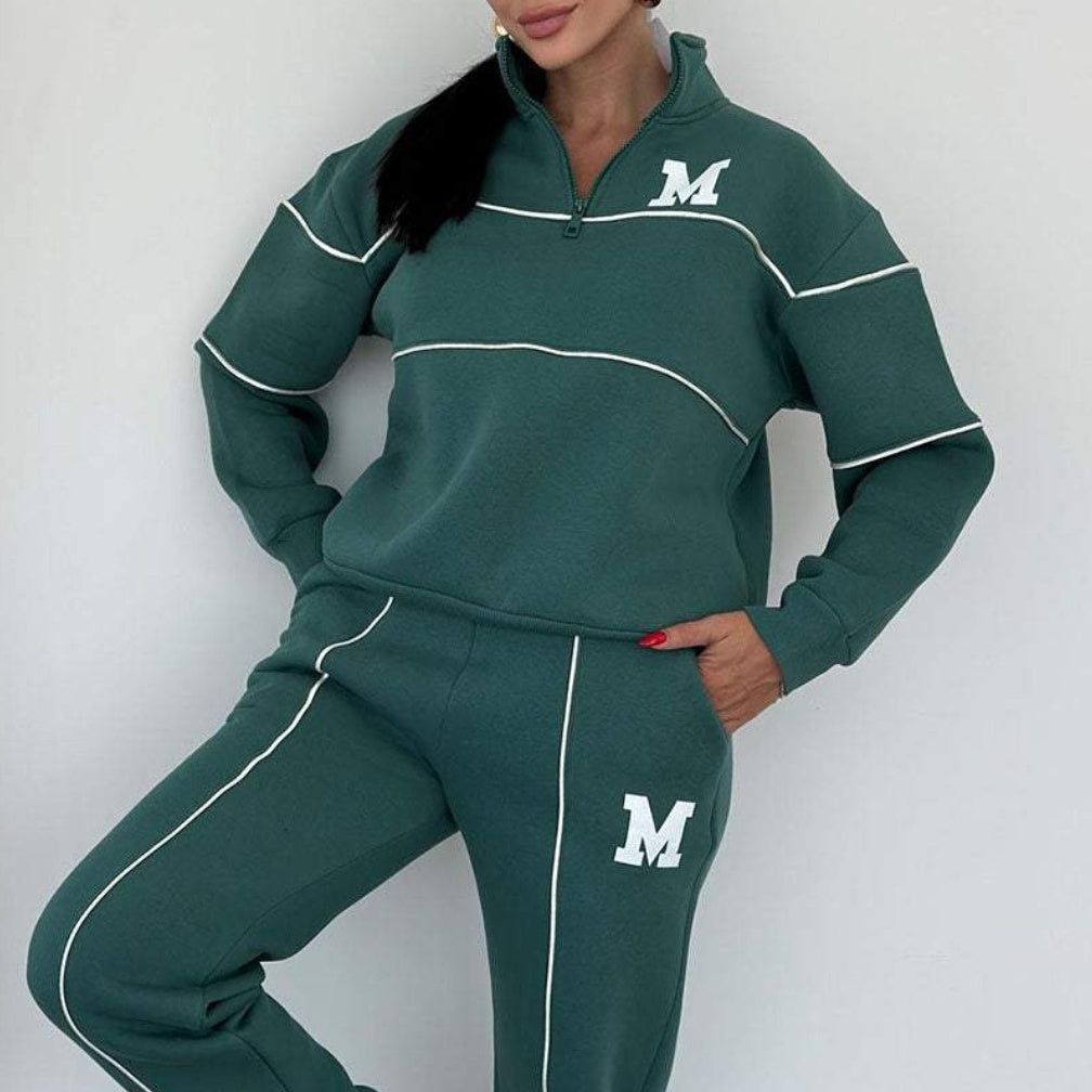Avslappnad sweatshirt i 2 delar med mönster