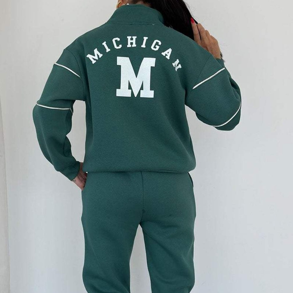 Avslappnad sweatshirt i 2 delar med mönster