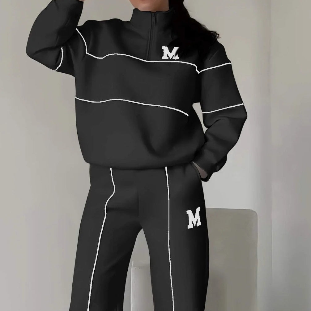Avslappnad sweatshirt i 2 delar med mönster