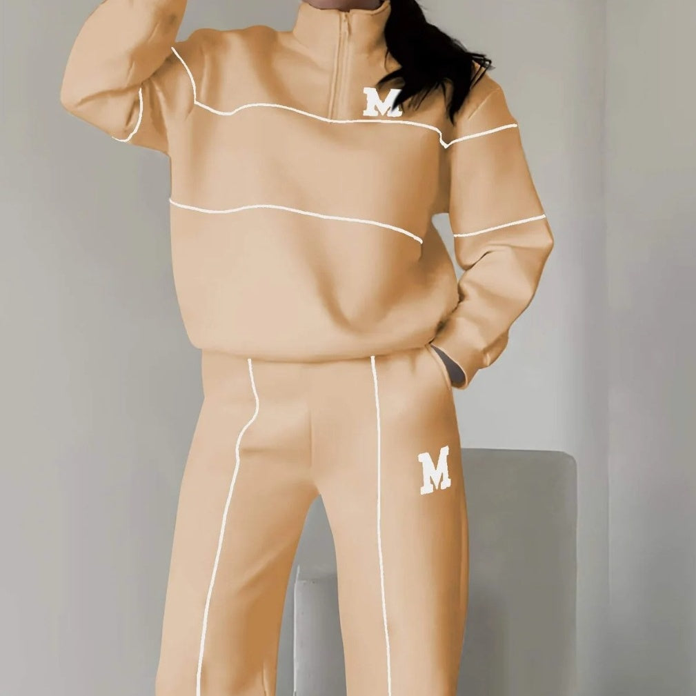 Avslappnad sweatshirt i 2 delar med mönster