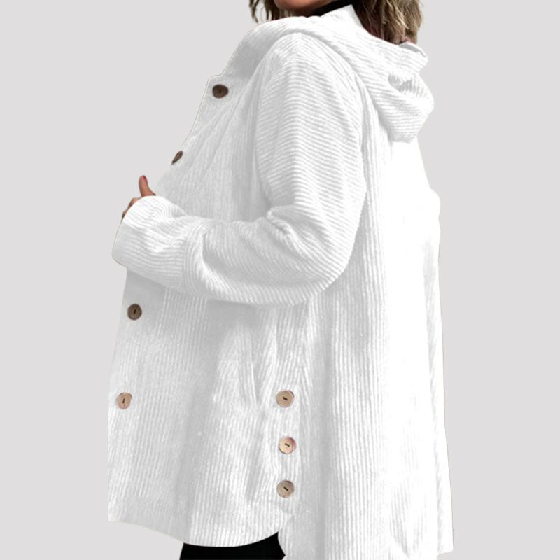 🍂 Avslappet fløyelsjakke med hette for høsten 🧥