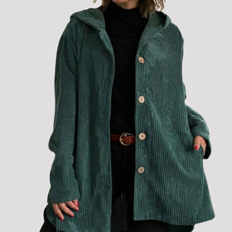 🍂 Avslappet fløyelsjakke med hette for høsten 🧥