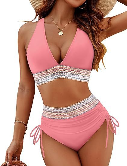 🔥Sommersalg 49 % RABATT💥👙Bikinisett med magekontroll og fargeblokker