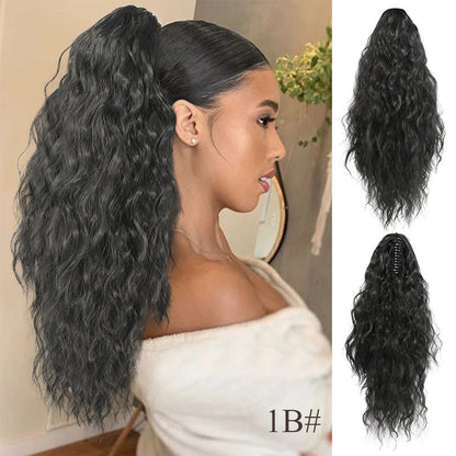 ⏳Begrenset tidsbegrenset 50 % rabatt💥💖45 cm krøllete, bølgete og krusete hårforlengelser med hestehale