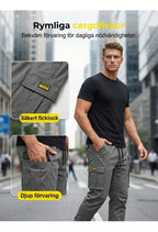 👖50 % RABATT🏃 Arbetsbyxor i fleece | Dragsko i midjan · Slitstarkt polyester · Avsmalnande ben · Flera fickor