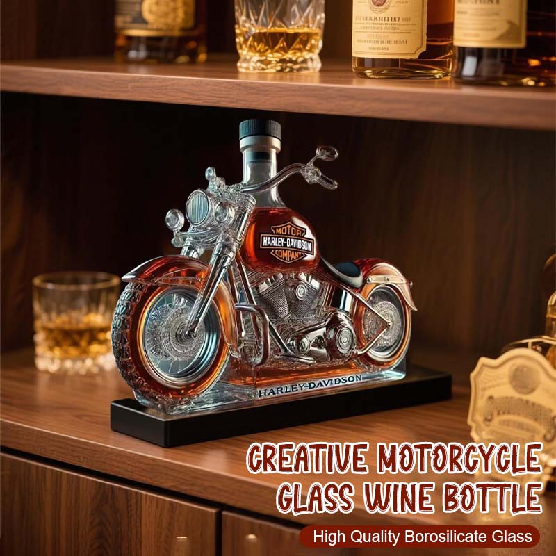 Kreativ vinflaska i motorcykelglas