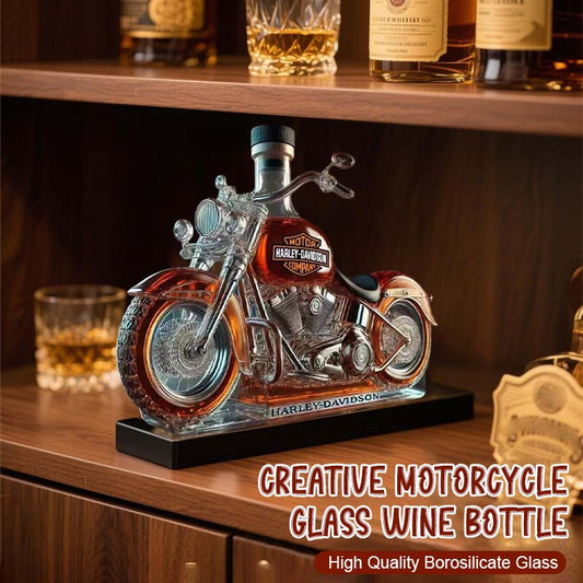 Kreativ vinflaska i motorcykelglas