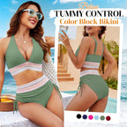 🔥Sommersalg 49 % RABATT💥👙Bikinisett med magekontroll og fargeblokker