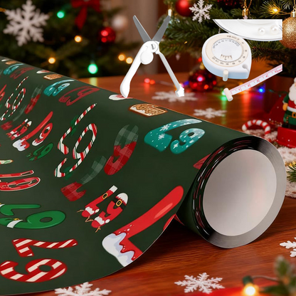 Roligt Julklappspapper med Siffermönster