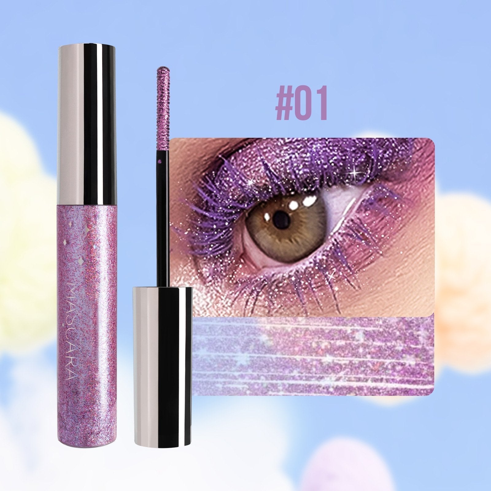 Färgglad Glittermascara/Colorful Glitter Mascara