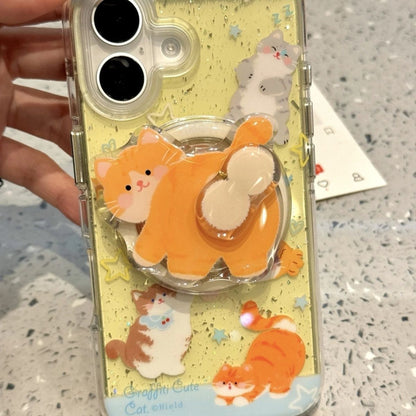 🐱🐱Söt kattmagnetiskt telefonställ - Roterande luftkuddeställ