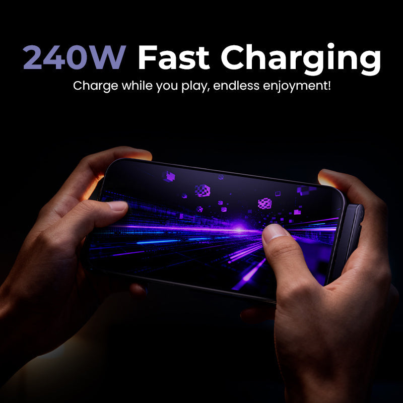 ⚡2-i-1 osynlig laddningskabel – 240W snabbladdningskabel med inbyggt telefonstativ