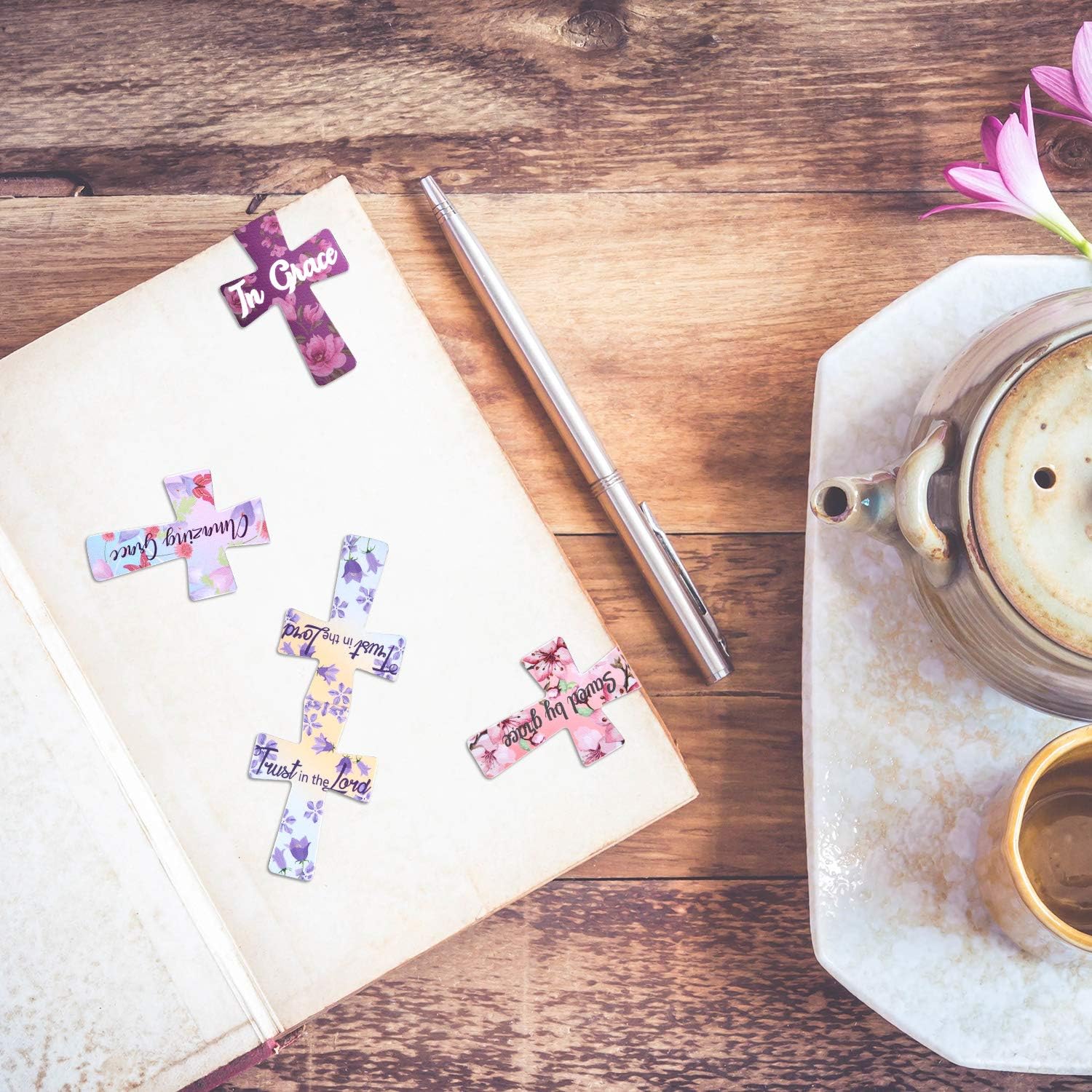📖16 st magnetiska bokmärken i form av kors – presenter för bibelstudier, läsare, lärare, studenter🌸✝️