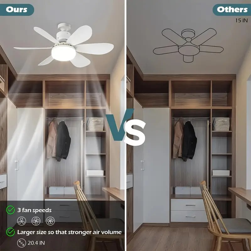 2-I-1 BÆRBAR TAKVIFTE OG LAMPE med fjernkontroll