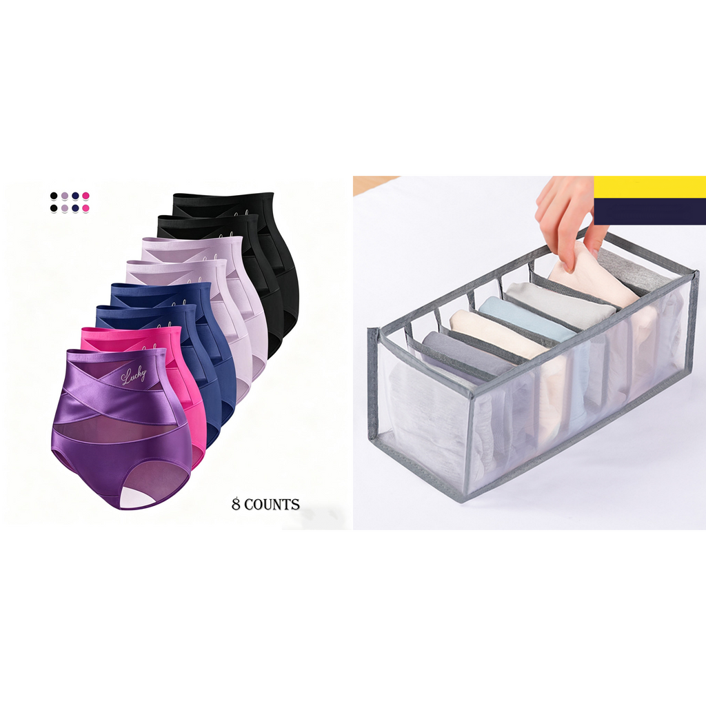 🌸Sista dagen - Köp 1 få 3-pack✨Plus-Size trosor med hög midja och korsade magkontroller
