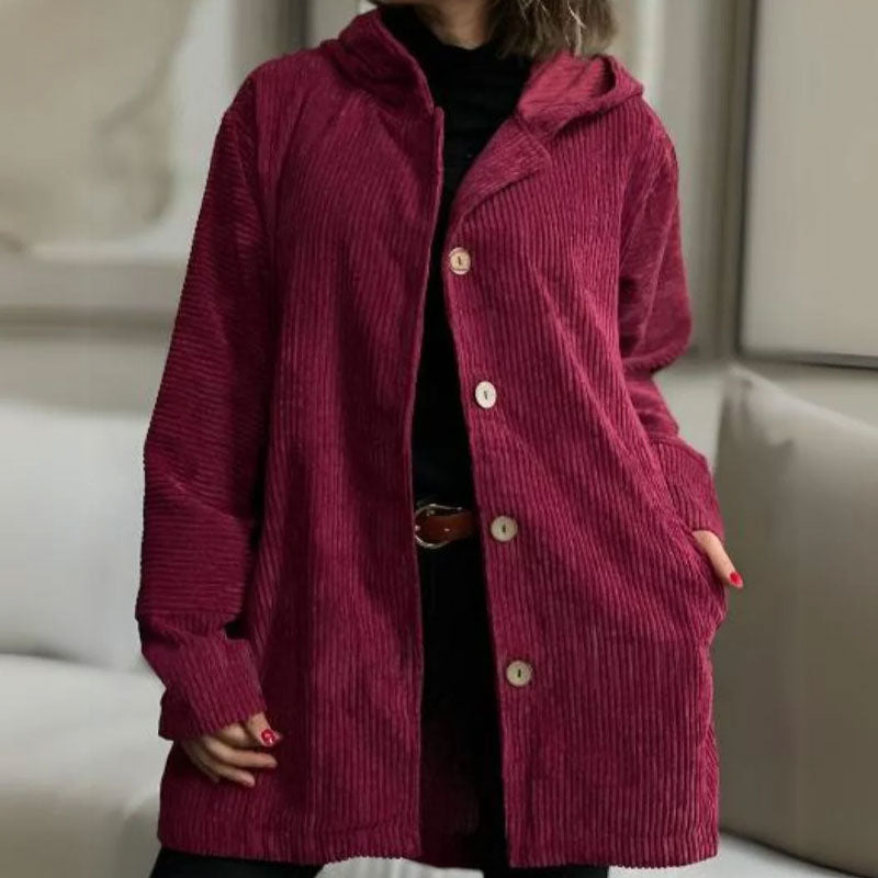 🍂 Avslappet fløyelsjakke med hette for høsten 🧥