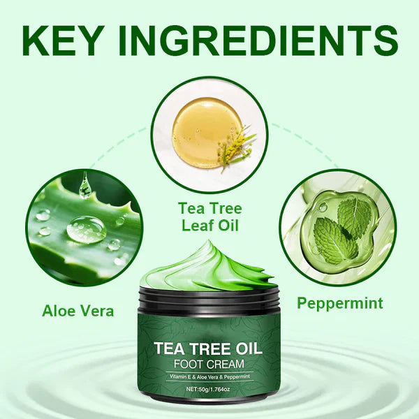 Lugnande fotkräm med aloe vera och tea tree