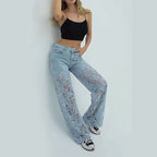 Dameblonde patchwork hule jeans/blonde patchwork hule jeans for kvinner