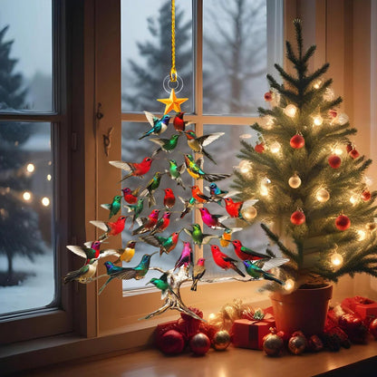 🔥🐦🎄 Juledekorasjon med kolibri i akryl, 2D