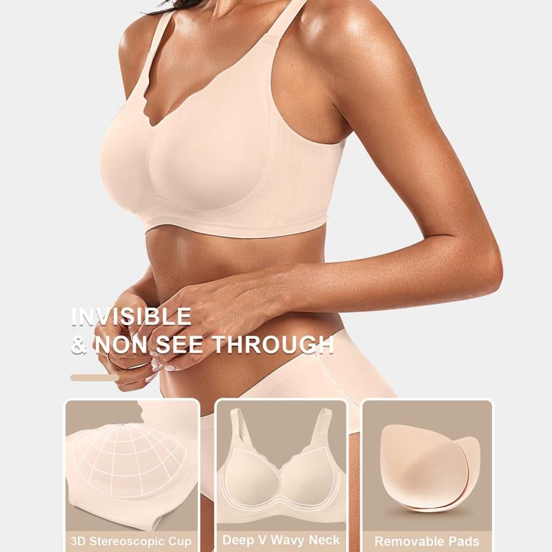 💖Sømløs push-up-BH med bølgete kanter