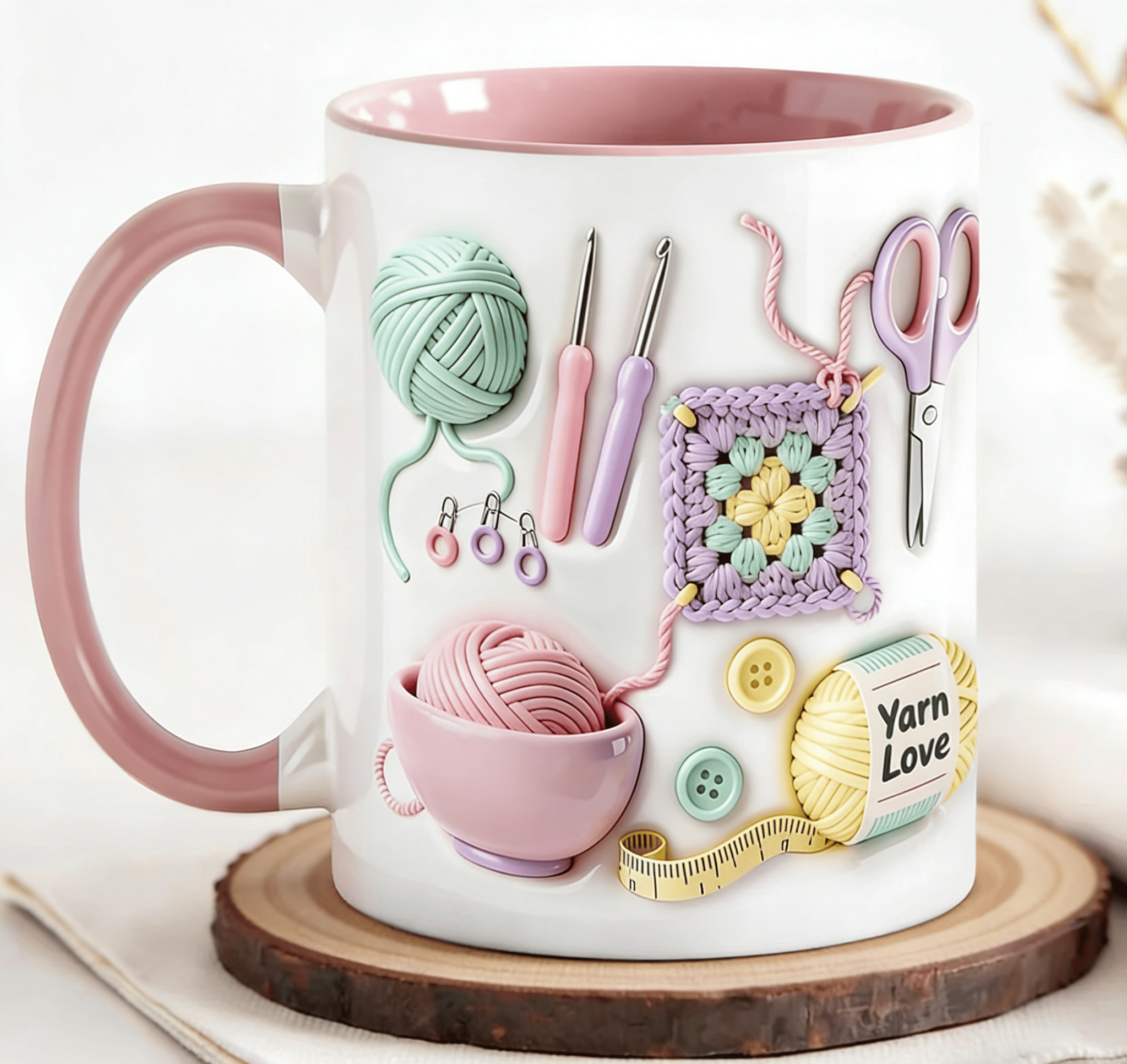 Crochet & Knitting Themed Ceramic Coffee Mug