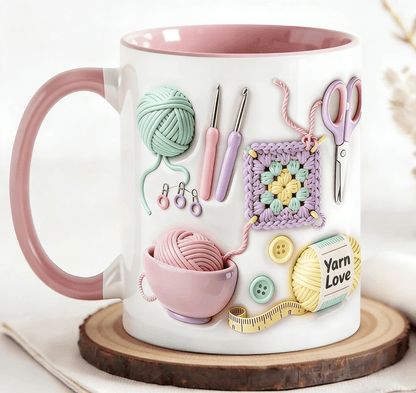 Crochet & Knitting Themed Ceramic Coffee Mug