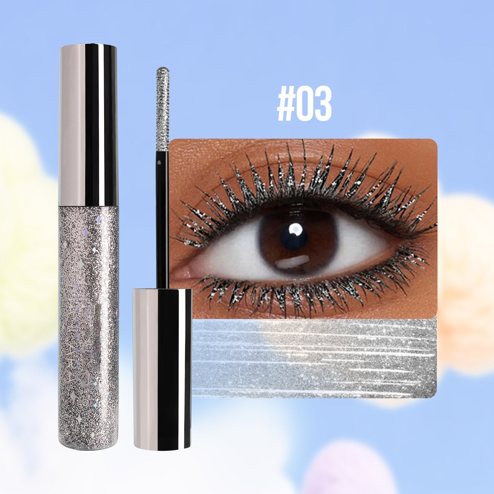 Färgglad Glittermascara/Colorful Glitter Mascara