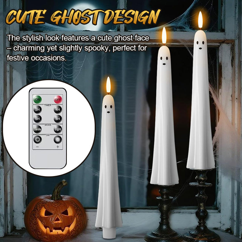 🎃👻 Fjärrstyrt spökljus med 3D-flammande veke 👻🎃