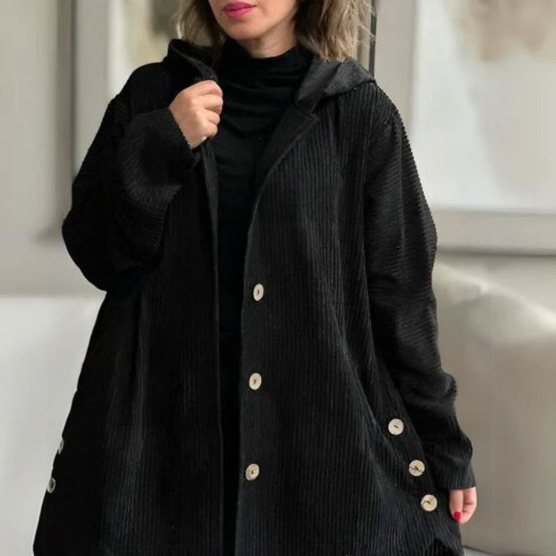 🍂 Avslappet fløyelsjakke med hette for høsten 🧥