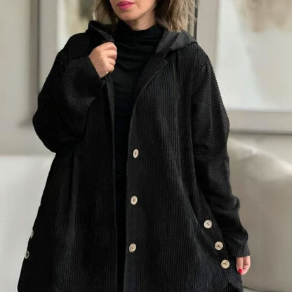 🍂 Avslappet fløyelsjakke med hette for høsten 🧥