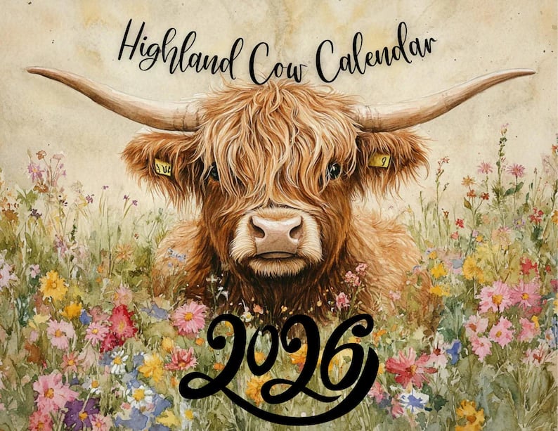 🏆Snabba rea⚡ Över 10 000 sålda! Nästan slut - 🐮Highland Cow-kalender 2026 📅