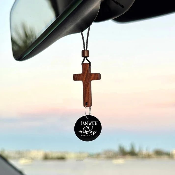 ✝️Bibelord bilbackspegel hängande kors hänge
