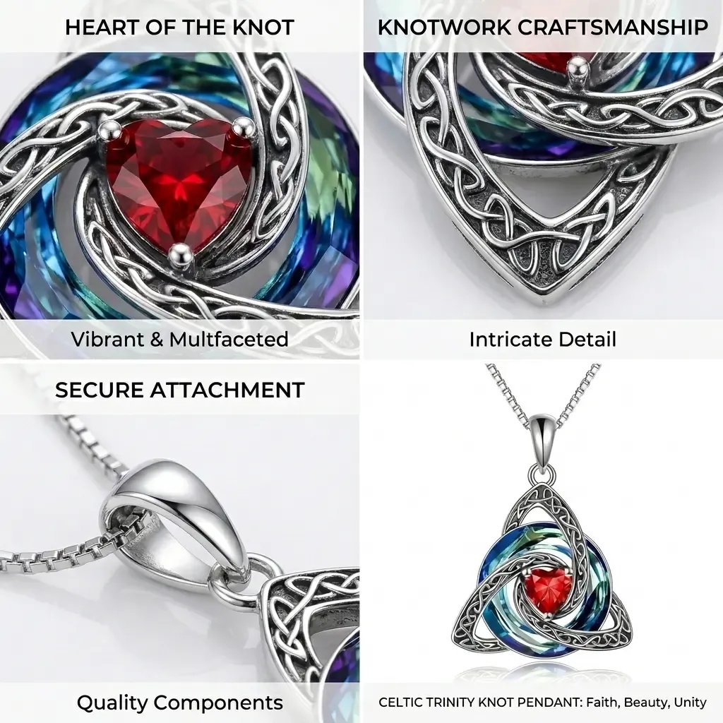 ✨ Halsband med födelsesten och keltisk treenighetsknut – en betydelsefull symbol för kärlek och samhörighet 🍀