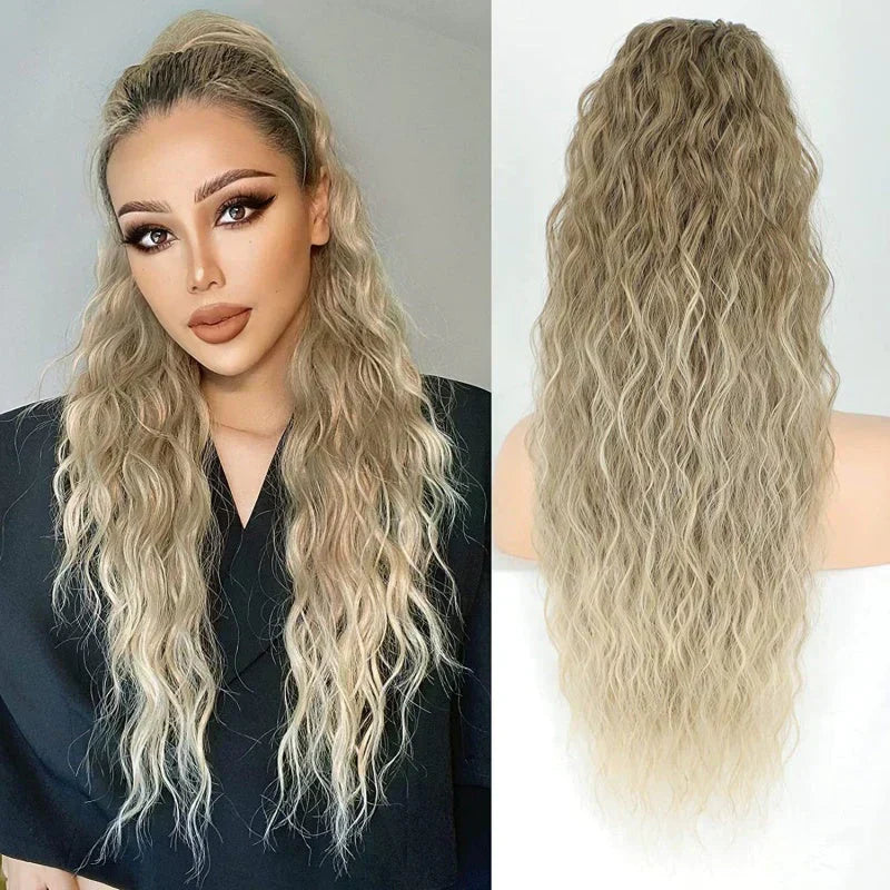 ⏳Begrenset tidsbegrenset 50 % rabatt💥💖45 cm krøllete, bølgete og krusete hårforlengelser med hestehale
