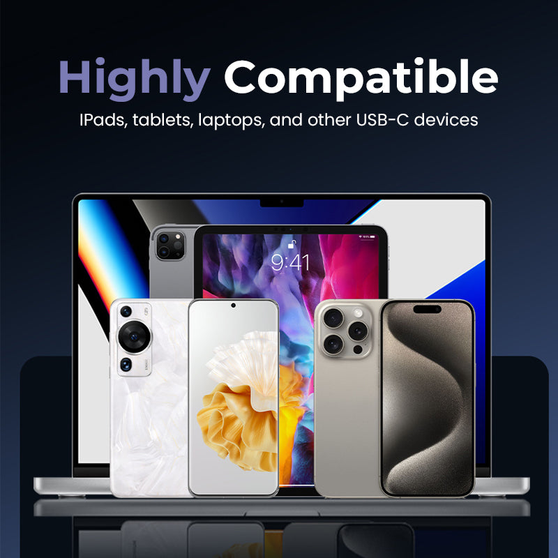 ⚡2-i-1 osynlig laddningskabel – 240W snabbladdningskabel med inbyggt telefonstativ