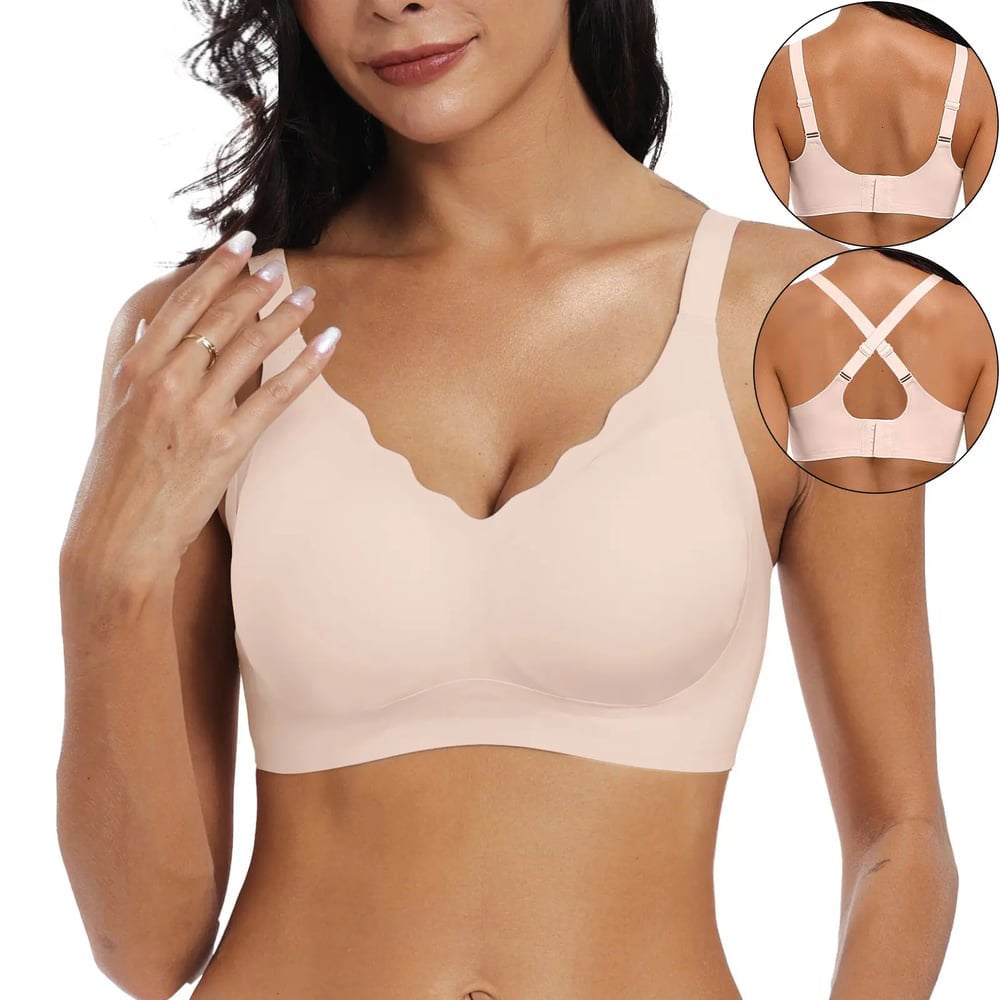 💖Sømløs push-up-BH med bølgete kanter
