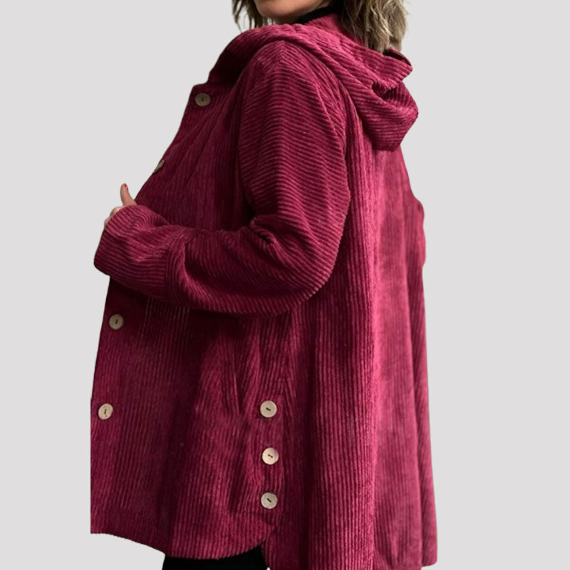🍂 Avslappet fløyelsjakke med hette for høsten 🧥