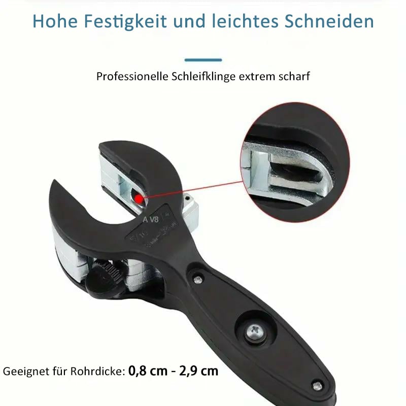 Rörskärare med spärrmekanism, enhandssnabbkapverktyg, för kapning av rostfritt stål, koppar och aluminium med diametrar från 0,8 cm - 2,9 cm
