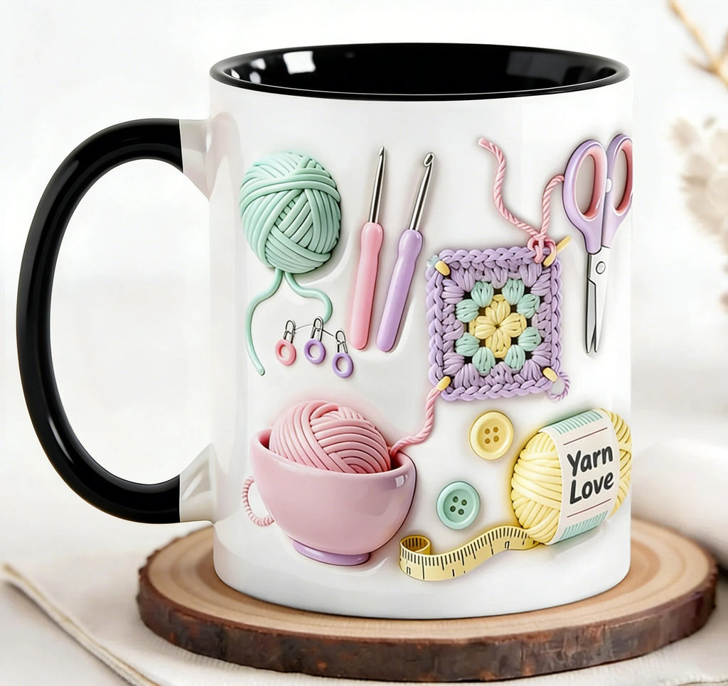 Crochet & Knitting Themed Ceramic Coffee Mug