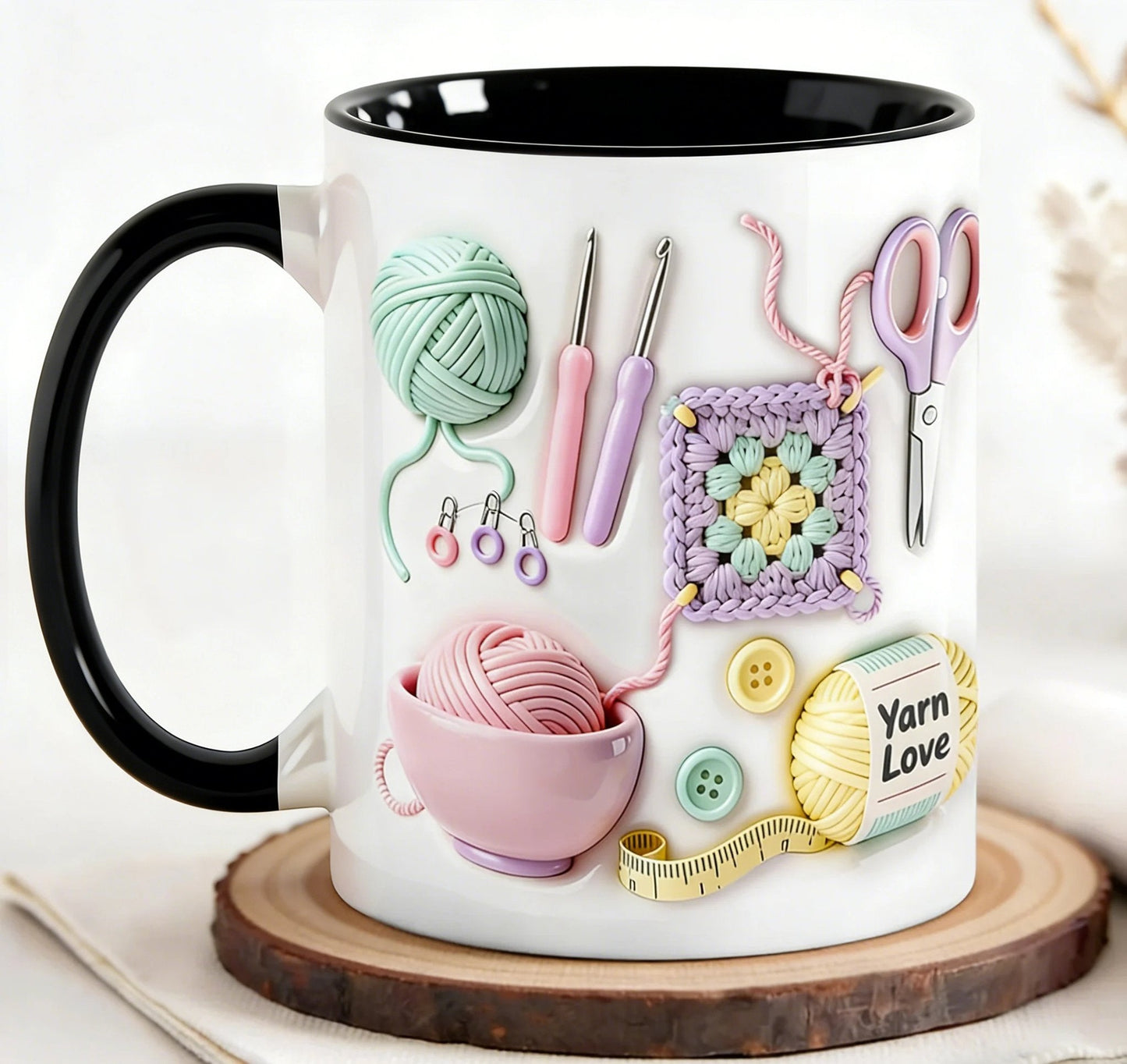 Crochet & Knitting Themed Ceramic Coffee Mug