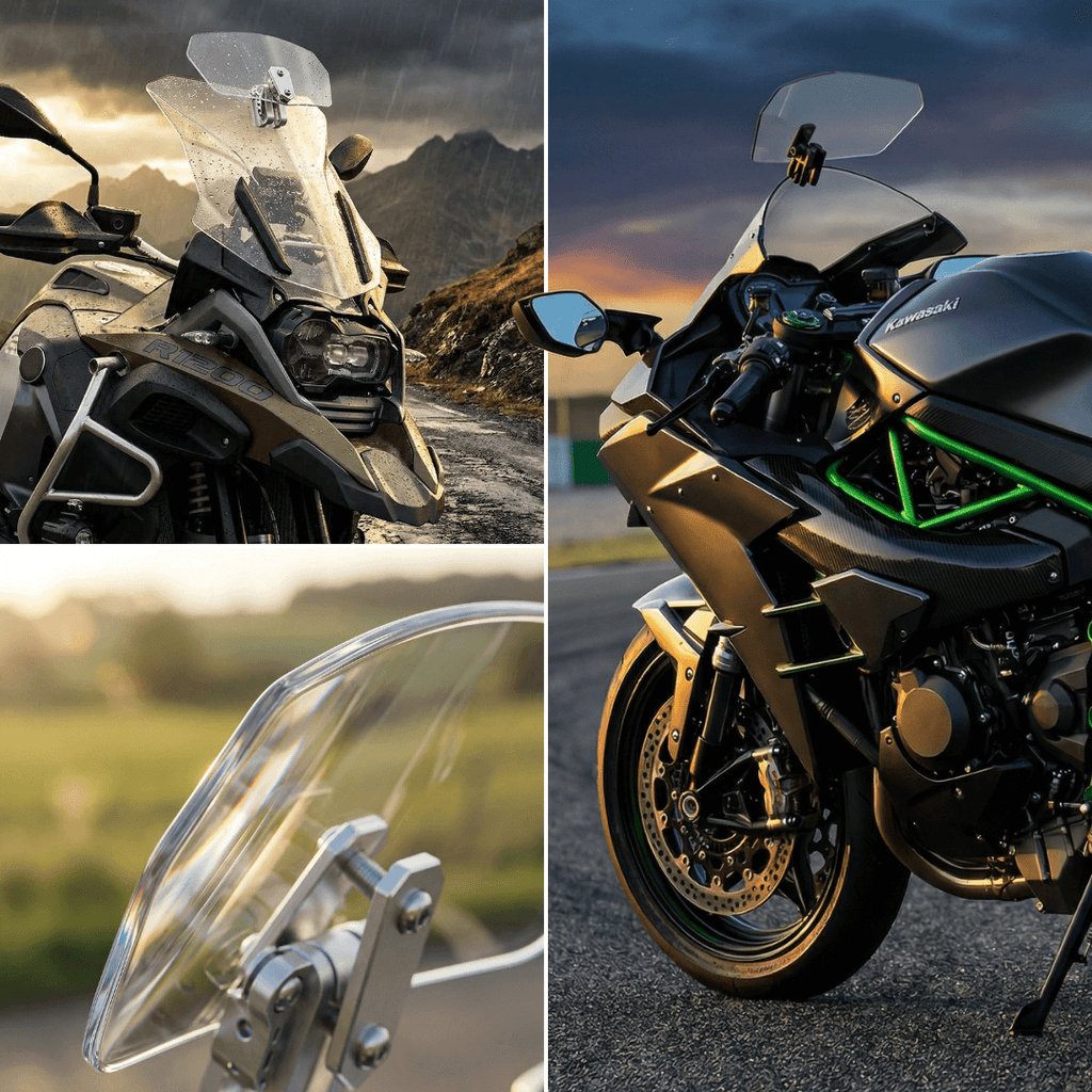 🏍️Justerbar motorcykelvindavvisare – Universell vindrutespoiler för hjälmvibration, vindbrus & turbulens